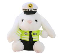 Lapin de policier rempli - Peluche lapin de dessin animé - de moto douce - Petit jouet en peluche en uniforme avec design de casque mignon pour rétroviseur de voiture miroir peigne queue