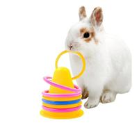 Lapin de puzzle à empiler colorés | Jeux d'intérieur avec anneaux pour lapin Pour gerbilles/chatons/écureuils/hamsters/petits animaux, en cage,