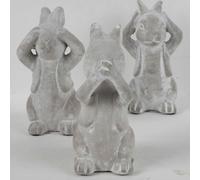 Lapin déco en ciment ne rien voir, ne rien dire, ne rien entendre 7x14cm Décoration TOP
