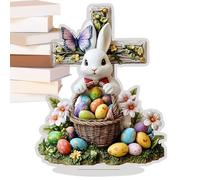 Lapin Decor | 2D Acrylique Easter Table Centerpiece, Spring Desk Decor Rabbit Egg Centerpiece For Home Living Room Shelf, Cabinet, Wedding Party Mantle, Handy Piece For Daily