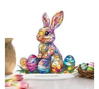 Lapin Decor | 2D Acrylique Easter Table Centerpiece, Spring Desk Decor Rabbit Egg Centerpiece For Home Living Room Shelf, Cabinet, Wedding Party Mantle, Handy Piece For Daily