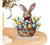 Lapin Decor | 2D Acrylique Easter Table Centerpiece, Spring Desk Decor Rabbit Egg Centerpiece For Home Living Room Shelf, Cabinet, Wedding Party Mantle, Handy Piece For Daily