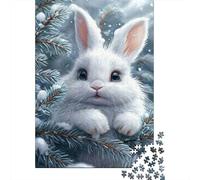 Lapin des Neiges Puzzle 1000 Pièces Papier pour Adultes Animal dHiver Coffret Puzzle Décoration Maison Cadeau 38x26cm/1000pcs