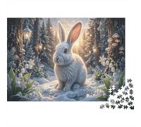 Lapin d'hiver blancPuzzles 1000 Pièces en Carton Forêt enneigée pour Amateurs De Puzzles Relaxation Mentale Amusement par Temps De Pluie 38x26cm/1000pcs