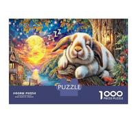 Lapin Dormant sur Log Thousand Pieces Jigsaw Puzzle Faune Sauvage Whole Family Cadeau D’Anniversaire Évasion Quotidienne Décoration De Salon Jeu Stimulant 70x50cm/1000pcs
