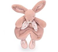 Doudou et Compagnie – Doudou plat avec foulard DC4146 – 29 cm, nouettes douces, lapin Rose Poudré