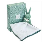 Doudou et Compagnie - Peluche lapin avec doudou DC4361 - vert sauge ultra douce motif fleuri lavable