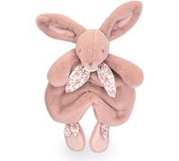 Doudou et Compagnie – Doudou plat avec foulard DC4146 – 29 cm, nouettes douces, lapin Rose Poudré
