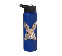 Lapin drôle regardant mignon propriétaire d'animal de compagnie amoureux des animaux Stainless Steel Insulated Water Bottle