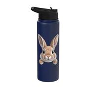 Lapin drôle regardant mignon propriétaire d'animal de compagnie amoureux des animaux Stainless Steel Insulated Water Bottle