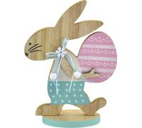 Lapin en bois avec œuf, 17 cm