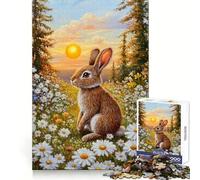 Lapin en Fleurs Puzzle 1000 pièces pour Adolescents Entraînement Intelligent Évasion paisible Découpe Impeccable Cadeau d'hiver (38x26cm)