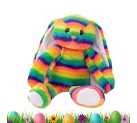 lapin en peluche - 34,9 cm, rayures arc-en- , douce, mignonne, objet de collection | Jouet lapin mignon à collectionner pour petite amie, femme, enfant, adolescent, fille, fils