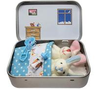 Lapin en Peluche Coffret Cadeau de Pâques,Mini Monde avec Lapin, Panier et Carotte dans Une Boîte Métal,Mini Lapins Plush b PELUCHE
