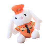 Lapin en Peluche de Policier - Jouet en Peluche Moto, décoration de Lapin Policier | Imprimé Vista Lapin en Peluche Mignon Dessin animé Tronc, Figurine de Lapin de Doux, Pendentif Queue de