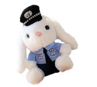 Lapin en Peluche de Policier - Jouet en Peluche Moto, décoration de Lapin Policier | Imprimé Vista Lapin en Peluche Mignon Dessin animé Tronc, Figurine de Lapin de Doux, Pendentif Queue de