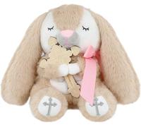 Lapin En Peluche De Prière Avec Croix En Bois Pour Baptême,Jouet En Peluche Pour Nouveau-Né,Garçons Et Filles.Confort Durable.(Rose)