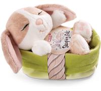 Lapin En Peluche Sleeping Pets Cappuccino Dans Une Corbeille Verte 12Cm