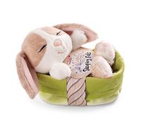 NICI Lapin en Peluche Sleeping Pets Cappuccino dans Une Corbeille Verte 12cm, Simple, 48709