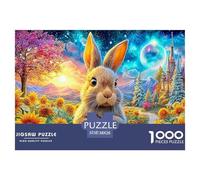 Lapin en Tournesol, Ciel Magique et château Puzzle De 1000 Pièces Lapin Mignon Formation Mentale pour Adultes Et Enfants 38x26cm/1000pcs
