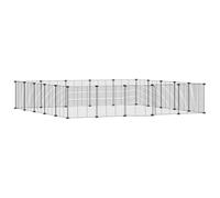 Lapin Enclos Intérieur, Parc pour Lapin Cage à Lapin Enclos pour Petits Animaux Clôture Modulable Cage Animaux de Compagnie à 20 Panneaux et Porte Noir 35x35 cm