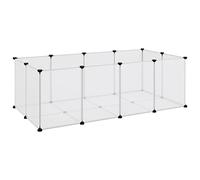 Lapin Enclos Intérieur, Parc pour Lapin Cage à Lapin Enclos pour Petits Animaux Clôture Modulable Cage pour Petits Animaux Transparent 144x74x46,5 cm PP et Acier