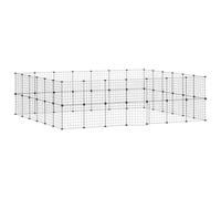 Lapin Enclos Intérieur, Parc pour Lapin Cage à Lapin Enclos pour Petits Animaux Clôture Modulable Cage Animaux de Compagnie à 52 Panneaux et Porte Noir 35x35 cm