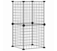 Lapin Enclos Intérieur, Parc pour Lapin Cage à Lapin Enclos pour Petits Animaux Clôture Modulable Cage Animaux de Compagnie à 8 Panneaux Noir 35x35 cm Acier