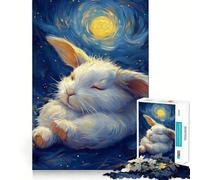 Lapin endormi sous Un Ciel étoilé Puzzle de 1000 pièces pour Adolescents Jeu de réflexion et de détente Découpe Nette Liste de souhaits du Père Noël 38x26cm