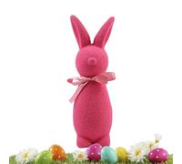 Lapin ennemi Lapin de Pâques FLOCKED BUNNY, Ornement de table de lapin d'accouchement avec nœud papillon, collection de fournitures de balcon, décorations de pépinière pour étagère