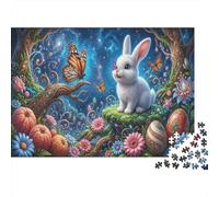 Lapin et papillonPuzzles 1000 Pièces Complet Jardin Cosmique pour Adolescents 12+ Anti-Stress Renforcement Familial Qualité Premium 52x38cm/1000pcs