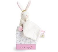 DOUDOU ET COMPAGNIE - Peluche Lapin avec Doudou Mouchoir - Collection Perlidoudou - Matières Ultra Douces - Facile à Attraper et Manipuler par Bébé - Idée Cadeau Naissance fille - DC5678