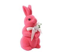 Lapin Flocké De Pâques Figurine Avec Un Flockage D'Apparence Naturelle Et