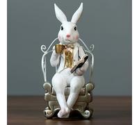 Lapin Gentleman Decor Bunny Polyresin Decorations, Sit Handsome Hare Sculpture Figurines Home Statues, Office Bibliothèque Figures d'art, Ornements intérieurs pour la bibliothèque de Salon
