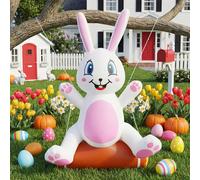 Lapin gonflable de Pâques de 1,2 m avec lumières LED - Décoration gonflable d'extérieur pour cour, pelouse, jardin, fête de Pâques - Happy Decorations Holiday Spring Decorative Gift