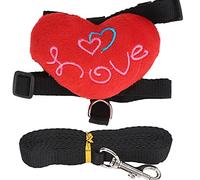 Lapin Harness and Leash Set | No - Pull Chest Back Design for Secure Walking | Sturdy Nylon Pet Leash with Heart Decor/Small Pets | Adjustable Strap with Security Buckle (Red Heart)