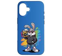 Lapin Hip-hop rétro Cool avec Boombox et Lunettes de Soleil Coque pour iPhone 16
