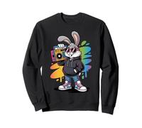 Lapin Hip-hop rétro Cool avec Boombox et Lunettes de Soleil Sweatshirt