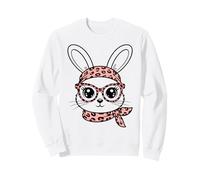 Lapin Imprimé Léopard Lunettes Bandeau Rose Pâques Bunny Sweatshirt