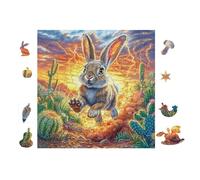 Lapin in Desert 100 Pièces Puzzle Adulte en Carton Rigide Haute Qualité Difficile Niveau Expert Anti-Stress Jeu De Société Idée Cadeau Anniversaire Premium 28x28cm