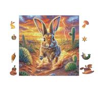 Lapin in Desert with Cactus 100 Pieces Casse-tête Famille en Voitureton Épais Anti-Déchirure Difficulté Moyenne Jeu De Société Anti-Stress Loisir Créatif Pas Cher Premium 28x28cm