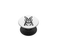 Lapin Intelligent avec Lunettes drôle de Lapin Ringard Enseignant étudiant PopSockets PopGrip Adhésif