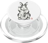 Lapin Japonais Sumi-e Maneki Neko Fortune PopSockets PopGrip pour MagSafe