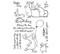 Lapin jouant au ballon Happy Day Coffret cadeau souris mourir & kits de tampons pour la fabrication de cartes, Noël, nouveau tampon en métal, tampon transparent, inscription en allemand