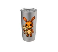 Lapin kawaii Licorne effrayant mignon Halloween Patchwork Lapin Gobelet isotherme en acier inoxydable double paroi