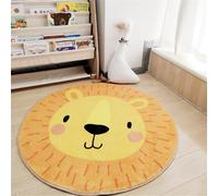 Lapin Lion Tapis Chambre pour Filles Garçons Enfants Doux Rampant Bébé Anti-dérapant à Poils Ras Salon Maternelle Salle de Jeux Décoration Rose Gris Surface Rug pour Salon Coucher (Orange, Ø100cm)
