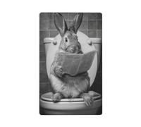 Lapin lisant journal sur siège de toilette à bascule simple plaque murale vierge couvercle interrupteur décoratif 1 gang pour cuisine salle de bain taille 11,4 x 7 cm
