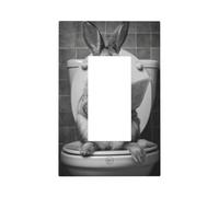 Lapin lisant un journal sur siège de toilette, interrupteur, plaque murale, plaque frontale à bascule simple, décoration de prise de courant pour la maison, la cuisine, la salle de bain