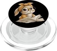Lapin Livre Ouvert Lecture Amoureux des Animaux Portrait Graphique Lapin PopSockets PopGrip pour MagSafe