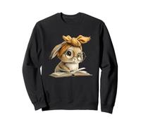 Lapin Livre Ouvert Lecture Amoureux des Animaux Portrait Graphique Lapin Sweatshirt